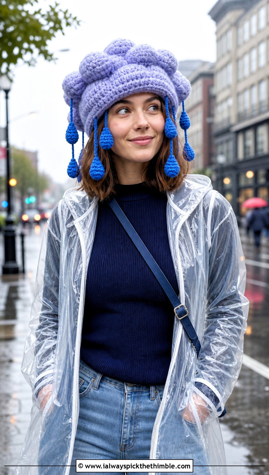 Rain Cloud Crochet Hat With A Waterproof Jacket - 20 crochet funny hats outfit ideas