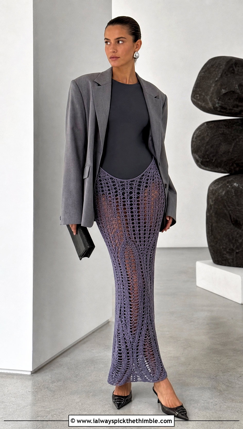Rat And Boa Mazzini Crochet Maxi Dress With Oversized Blazer - 15 rat and boa crochet dress outfit ideas