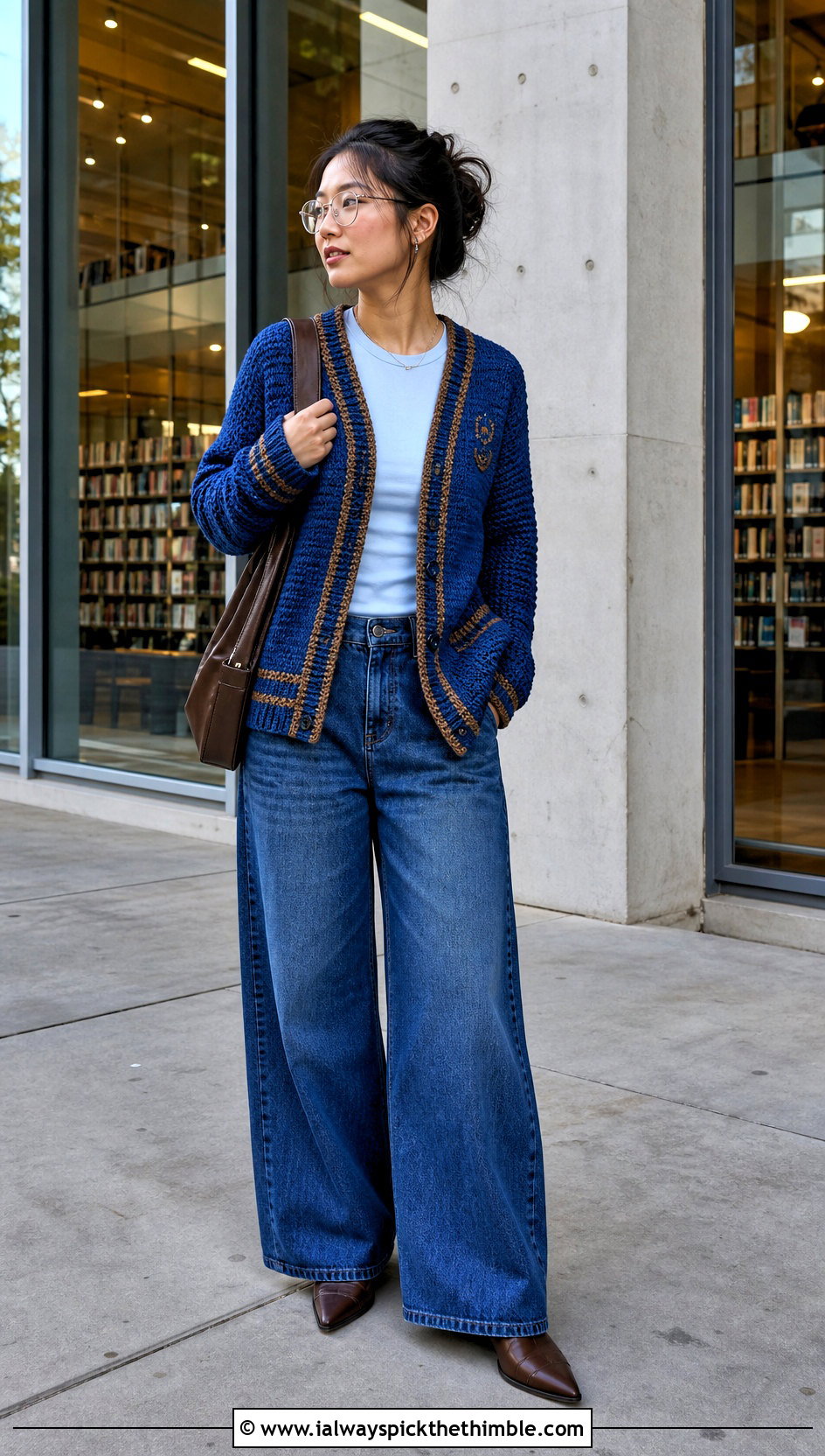 Ravenclaw Crochet Cardigan With Wide Leg Jeans - 20 harry potter crochet clothes and outfit ideas