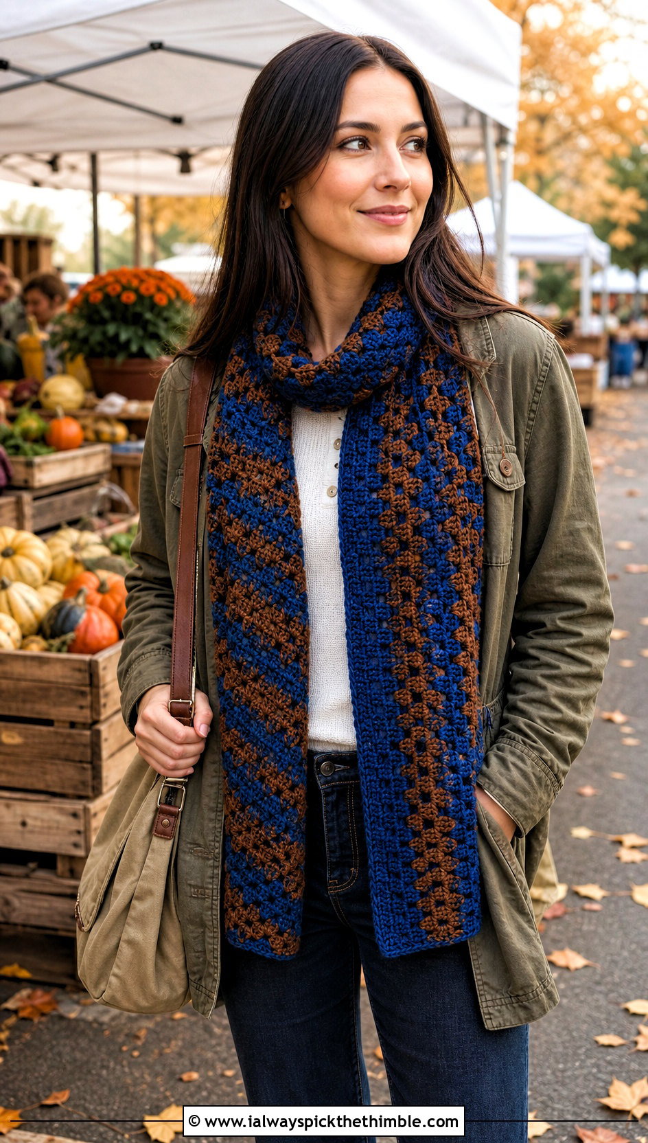 Ravenclaw Granny Stitch Crochet Harry Potter Scarf With Utility Jacket - 25 crochet harry potter scarf outfit ideas