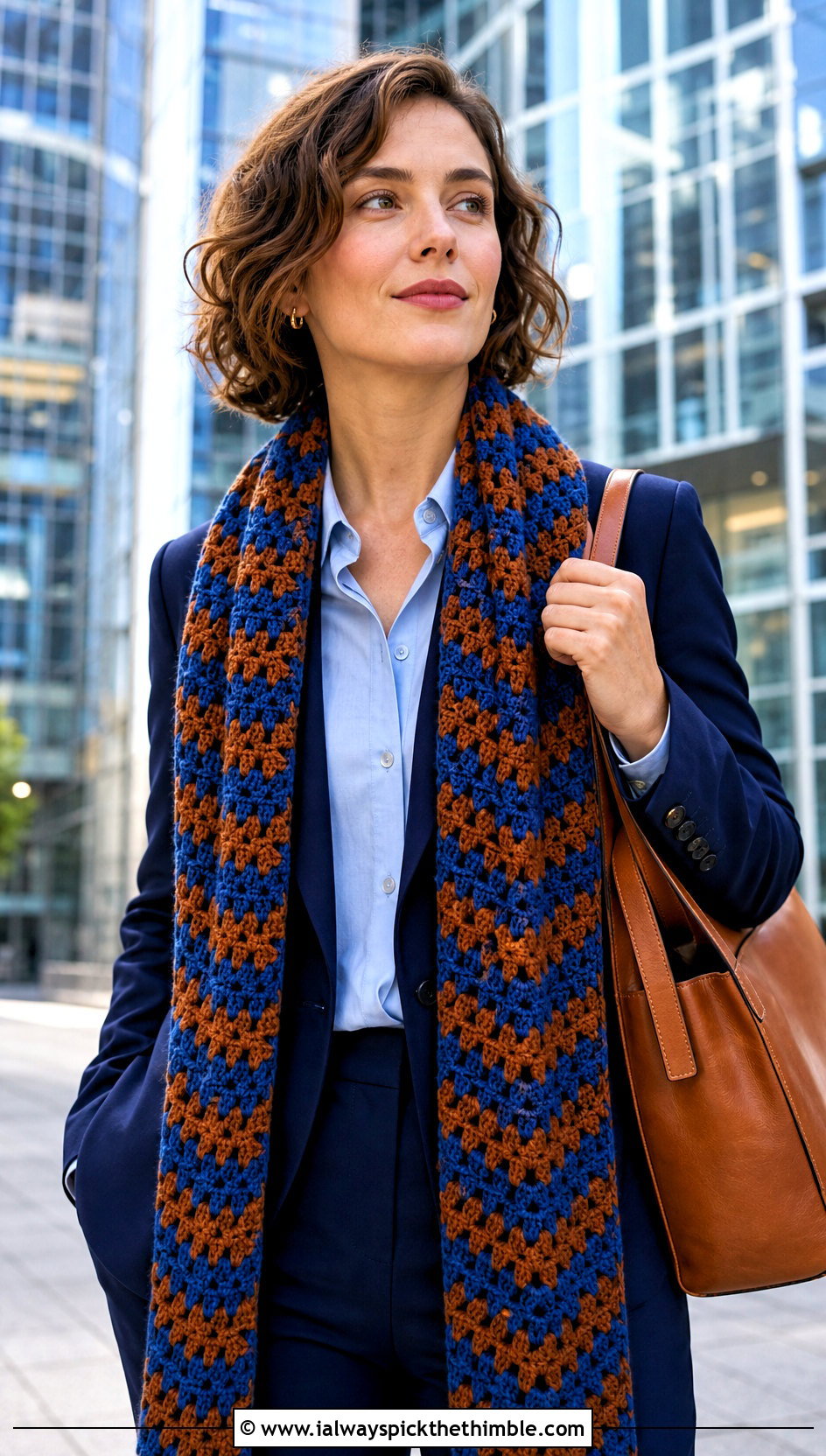 Ravenclaw Granny Stripe Crochet Hogwarts Scarf With Navy Blazer - 20 crochet hogwarts scarf outfit ideas