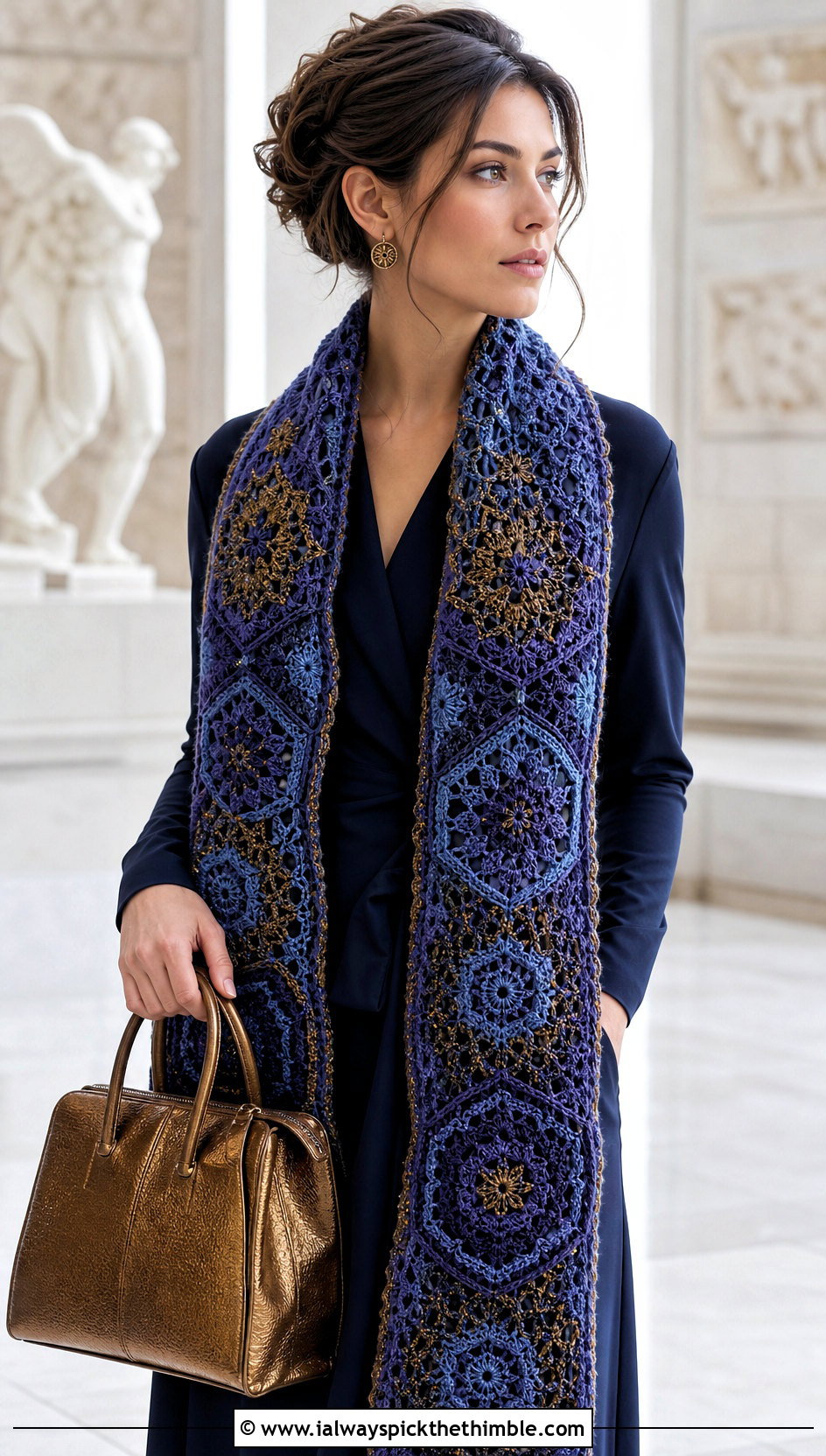 Ravenclaw Mosaic Crochet Hogwarts Scarf With Wrap Dress - 20 crochet hogwarts scarf outfit ideas