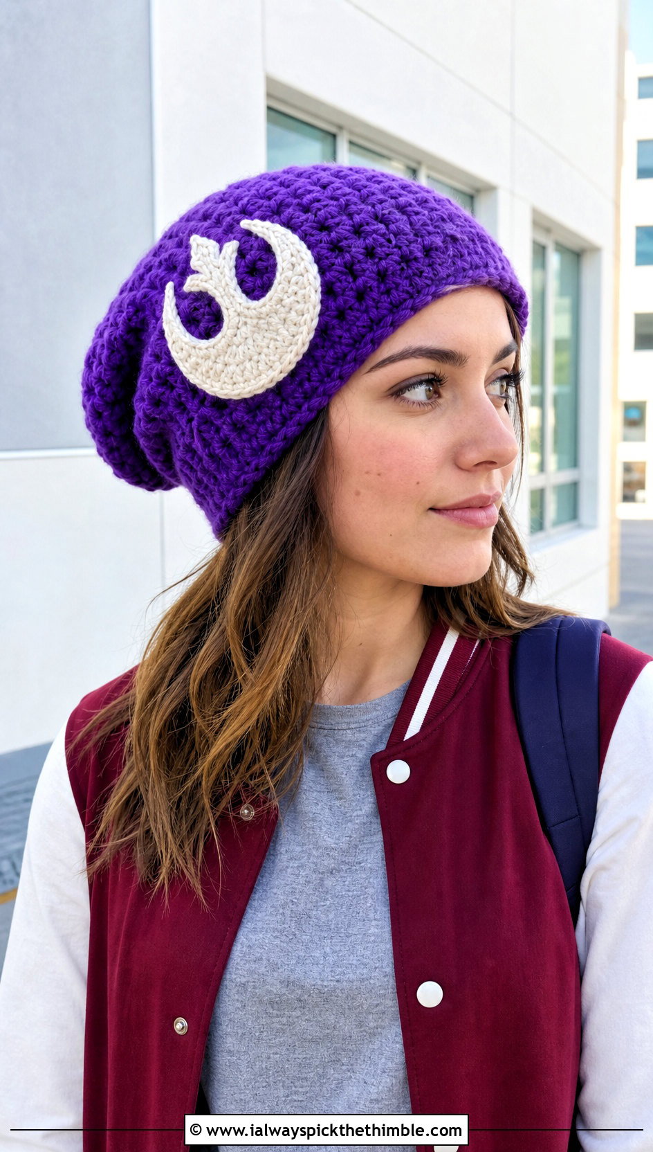 Rebel Alliance Crochet Slouch Hat With Varsity Jacket - 20 crochet star wars hat outfit ideas