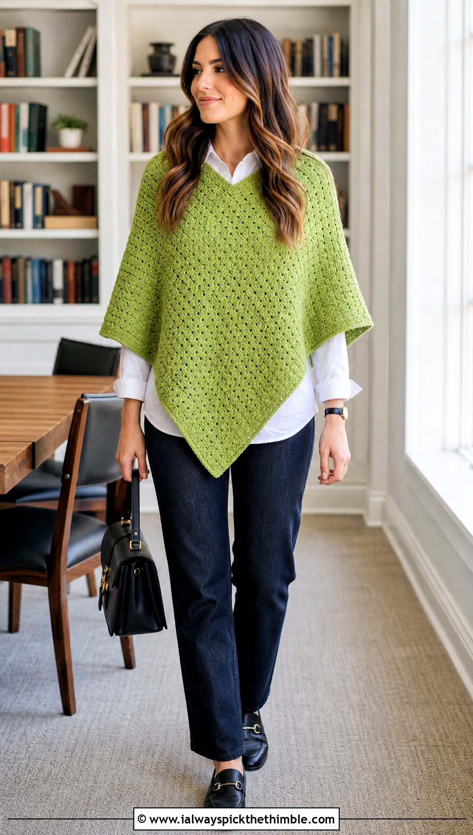 Rectangle Corner To Corner Crochet Poncho With Shirt And Loafers - 15 Corner To Corner Crochet Poncho outfit ideas