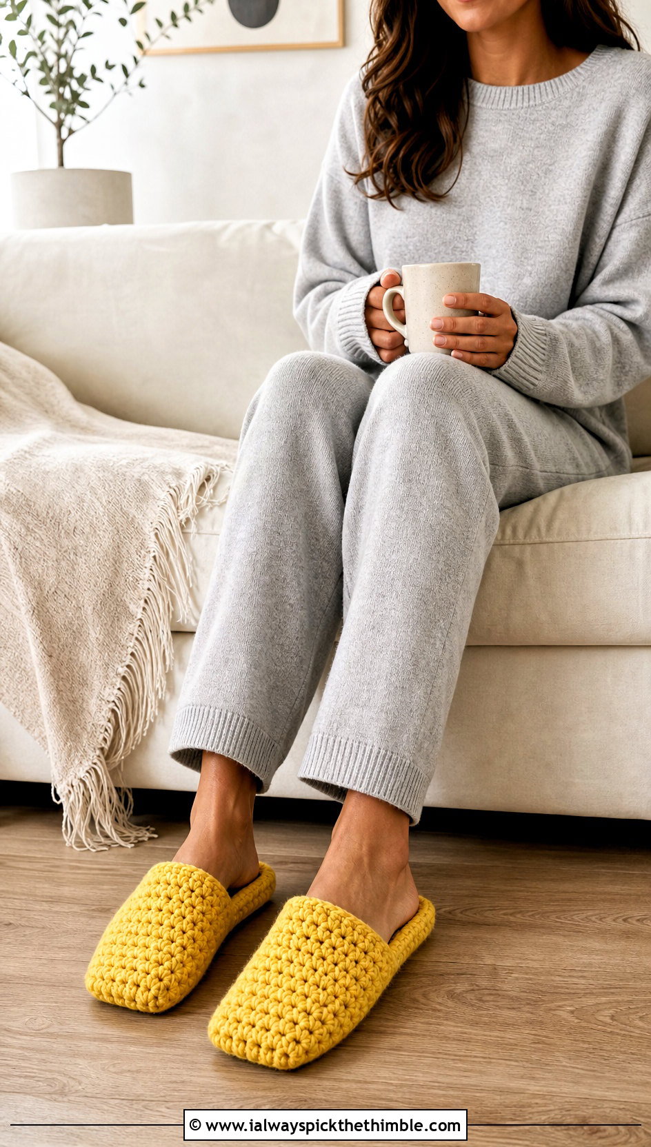 Rectangle Crochet Slippers With Knit Lounge Set - 20 Easy Crochet Slippers For Beginners outfit ideas