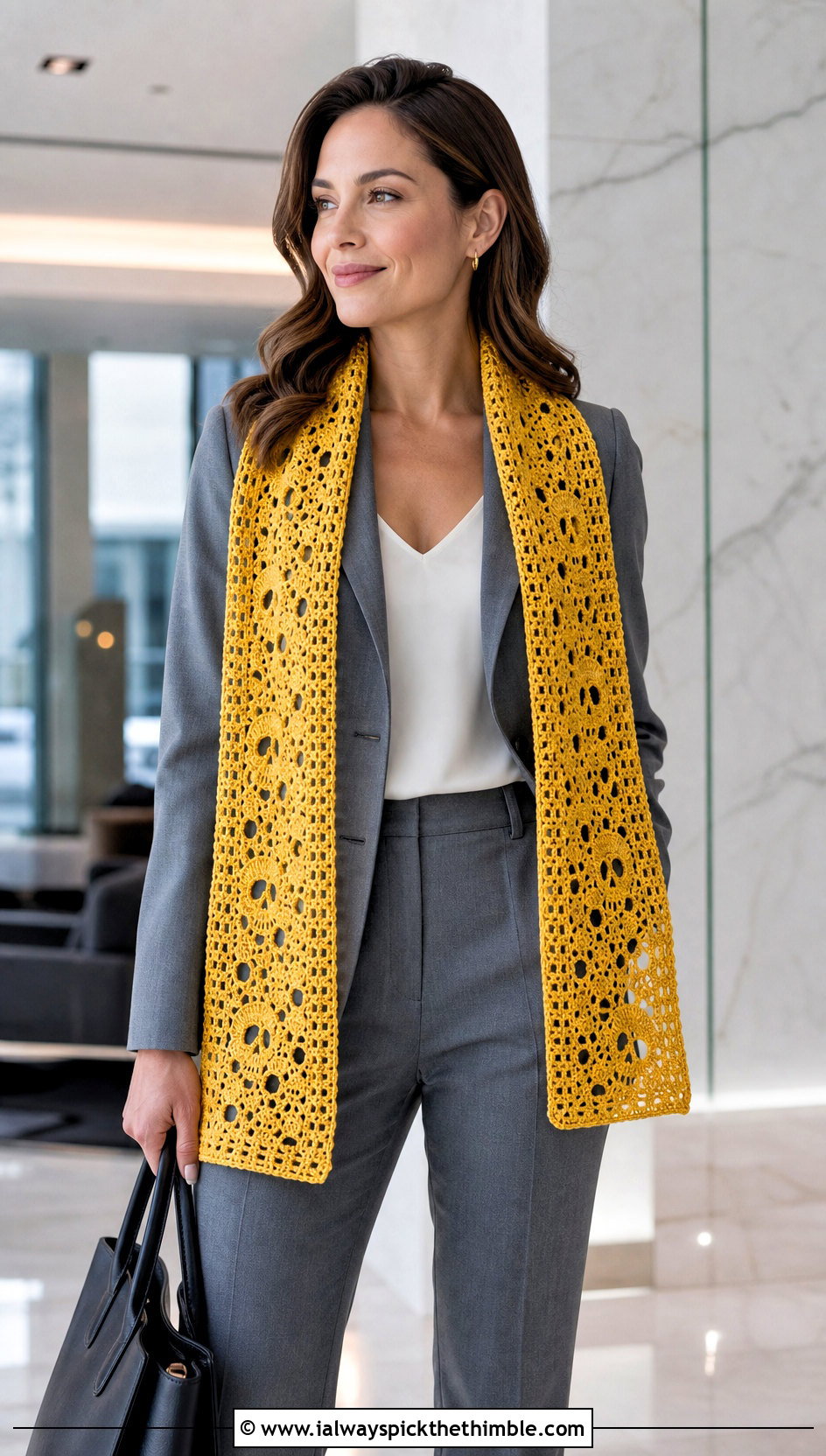 Rectangular Crochet Skull Stole With Tailored Suit - 25 crochet skull shawl outfit ideas
