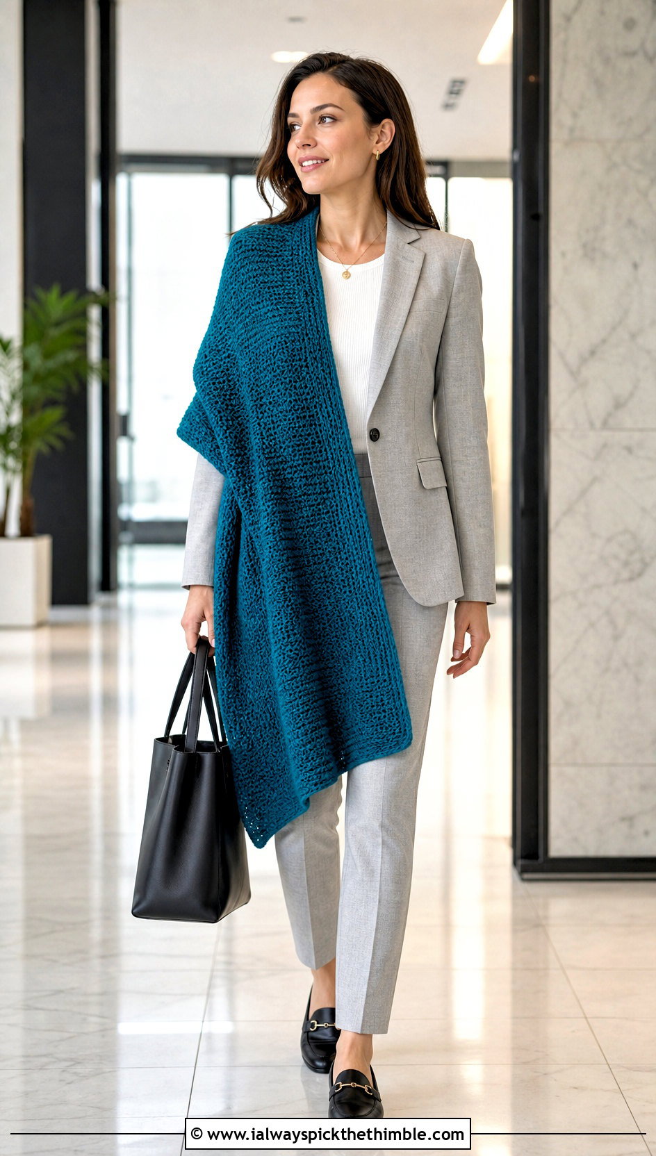 Rectangular Crochet Wrap With Trouser Suit - 20 Crochet For Shawls And Wraps outfit ideas