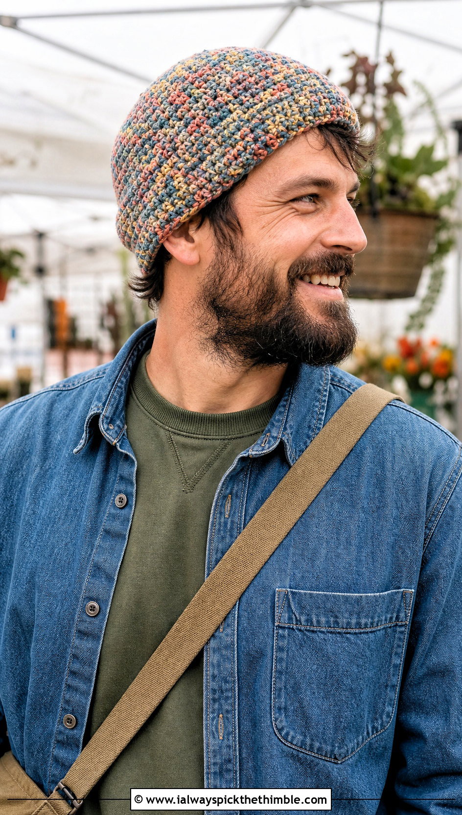 Recycled Yarn Crochet Beanie With Sustainable Layers - 25 mens crochet beanie outfit ideas