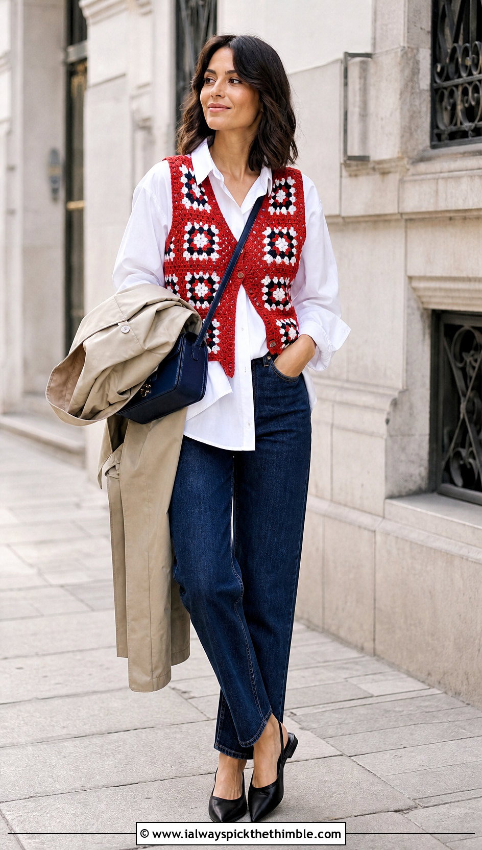 Red Crochet Vest With White Button Down Shirt - 15 red crochet clothing design outfit ideas
