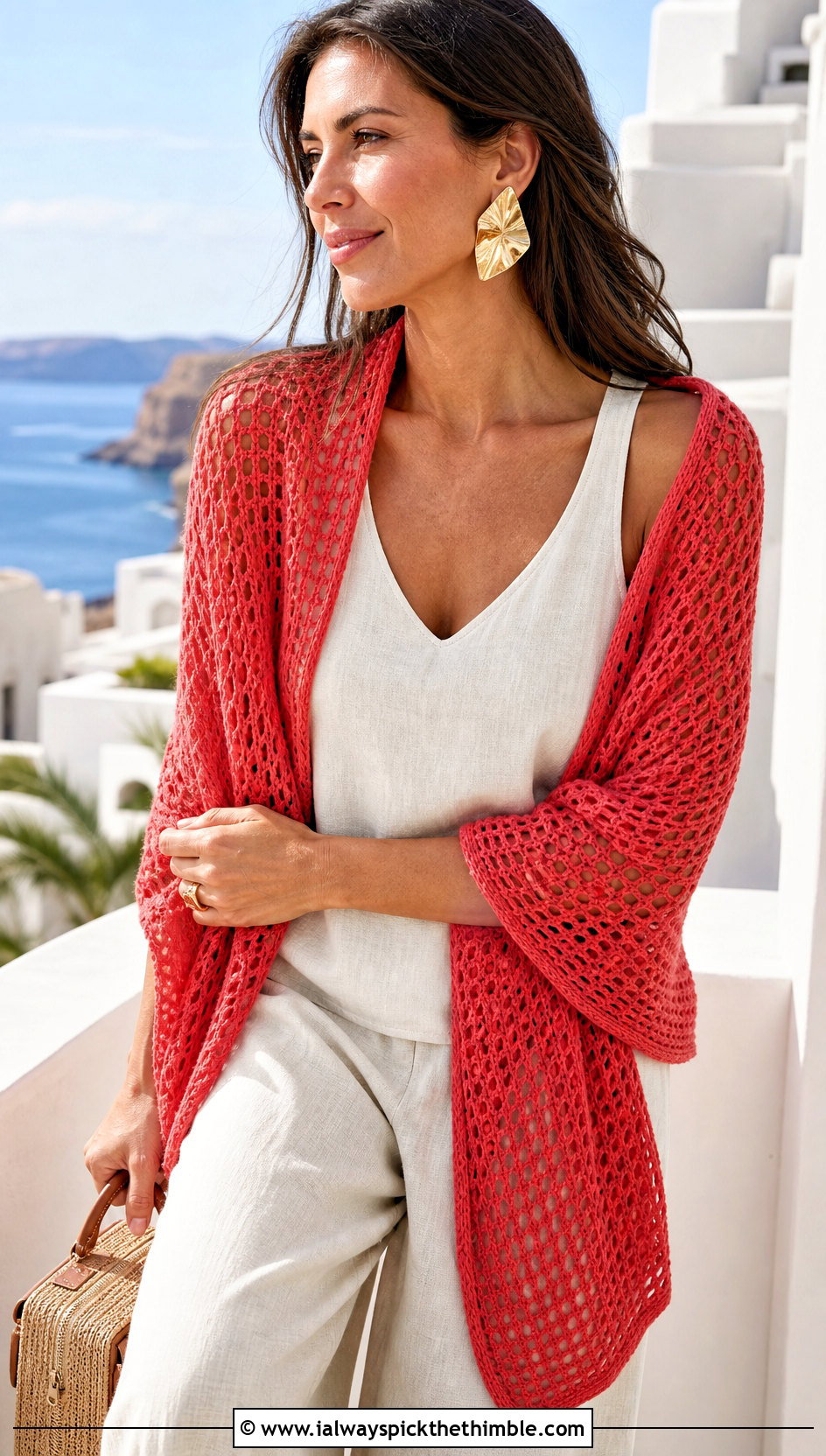 Red Mesh Wrap Shawl With Linen Set - 15 Red Crocheted Shawl On Hanger outfit ideas