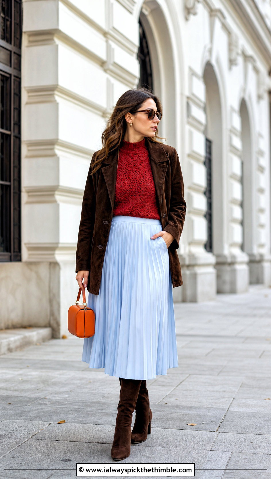 Red Mock Neck Crochet Top With Midi Skirt - 25 Red Crochet Top outfit ideas
