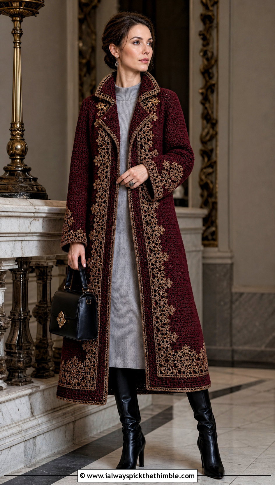 Regal Crochet Coat With Column Knit Dress - 25 fantasy crochet clothes and outfit ideas