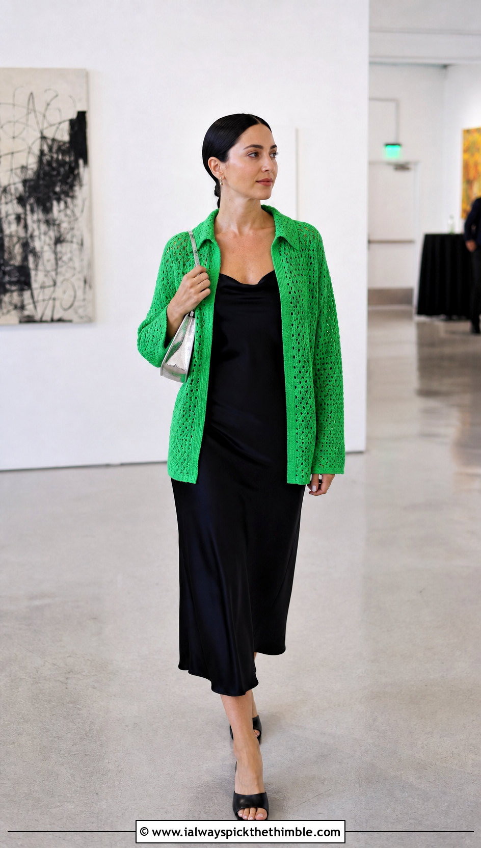 Relaxed Calad Shirt Over A Slip Dress - 20 crochet calad shirt outfit ideas