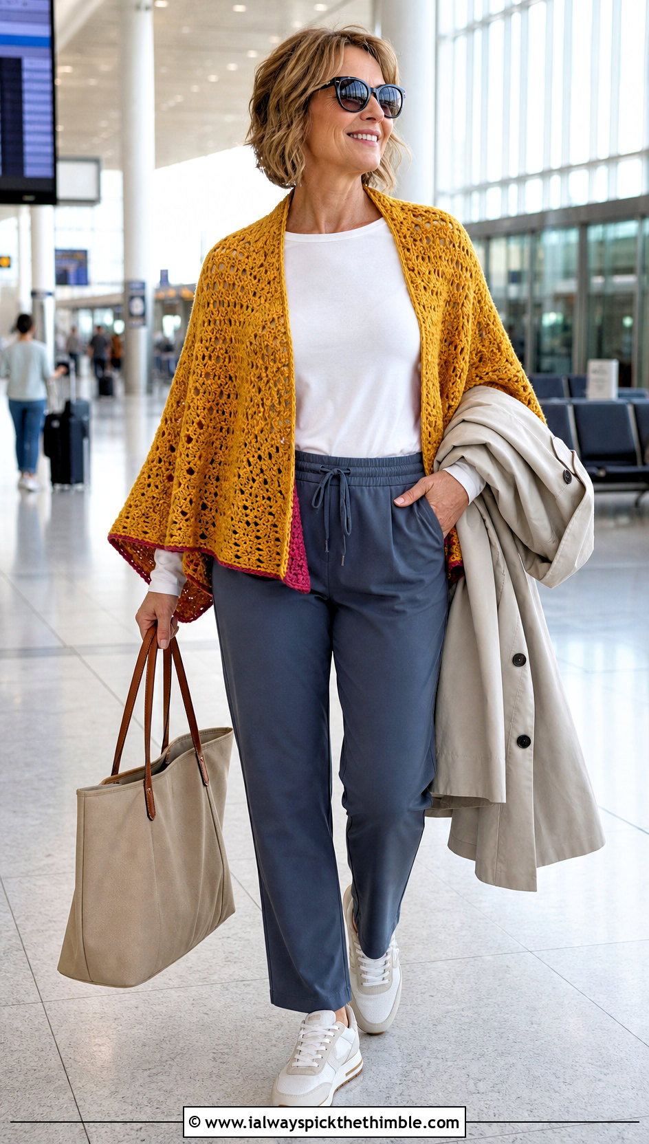 Reversible Bat Wing Crochet Shawl With Travel Outfit - 20 bat wing crochet shawl outfit ideas
