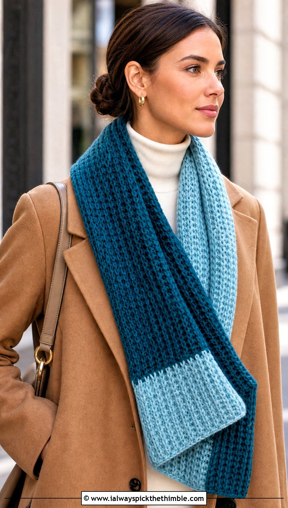 Reversible Brioche Crochet Scarf With Wool Coat - 20 Brioche Crochet Scarf outfit ideas