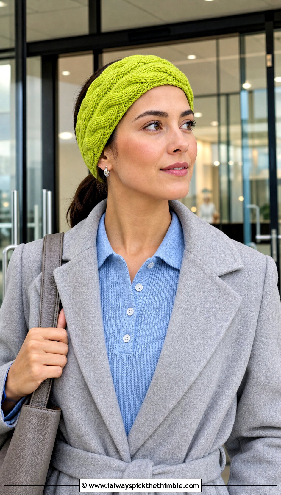 Reversible Cable Crochet Headband With Knit Polo And Trousers - 15 Cable Stitch Crochet Headband outfit ideas