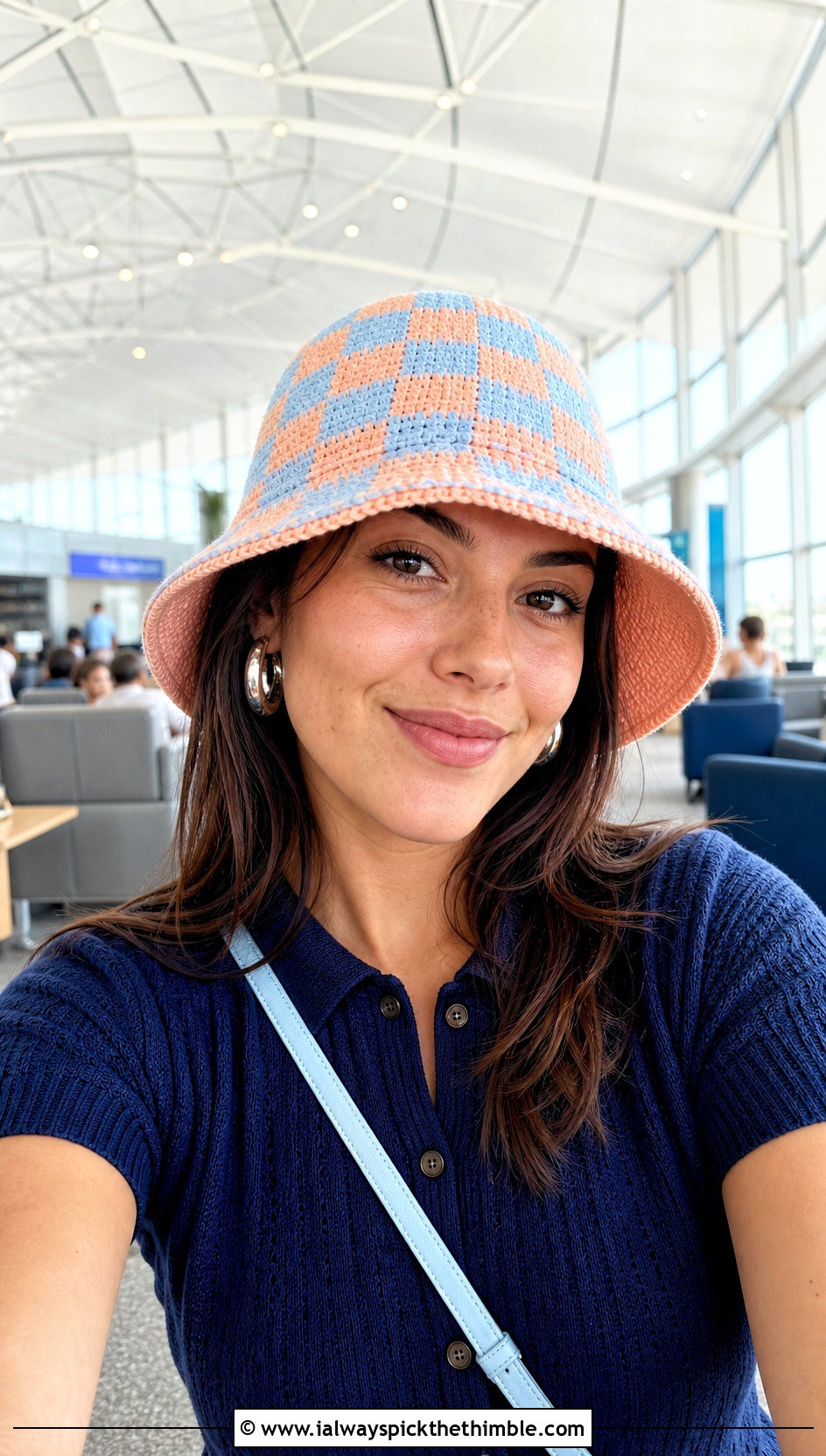 Reversible Checkerboard Crochet Bucket Hat With Knit Set - 20 checkerboard crochet bucket hat outfit ideas
