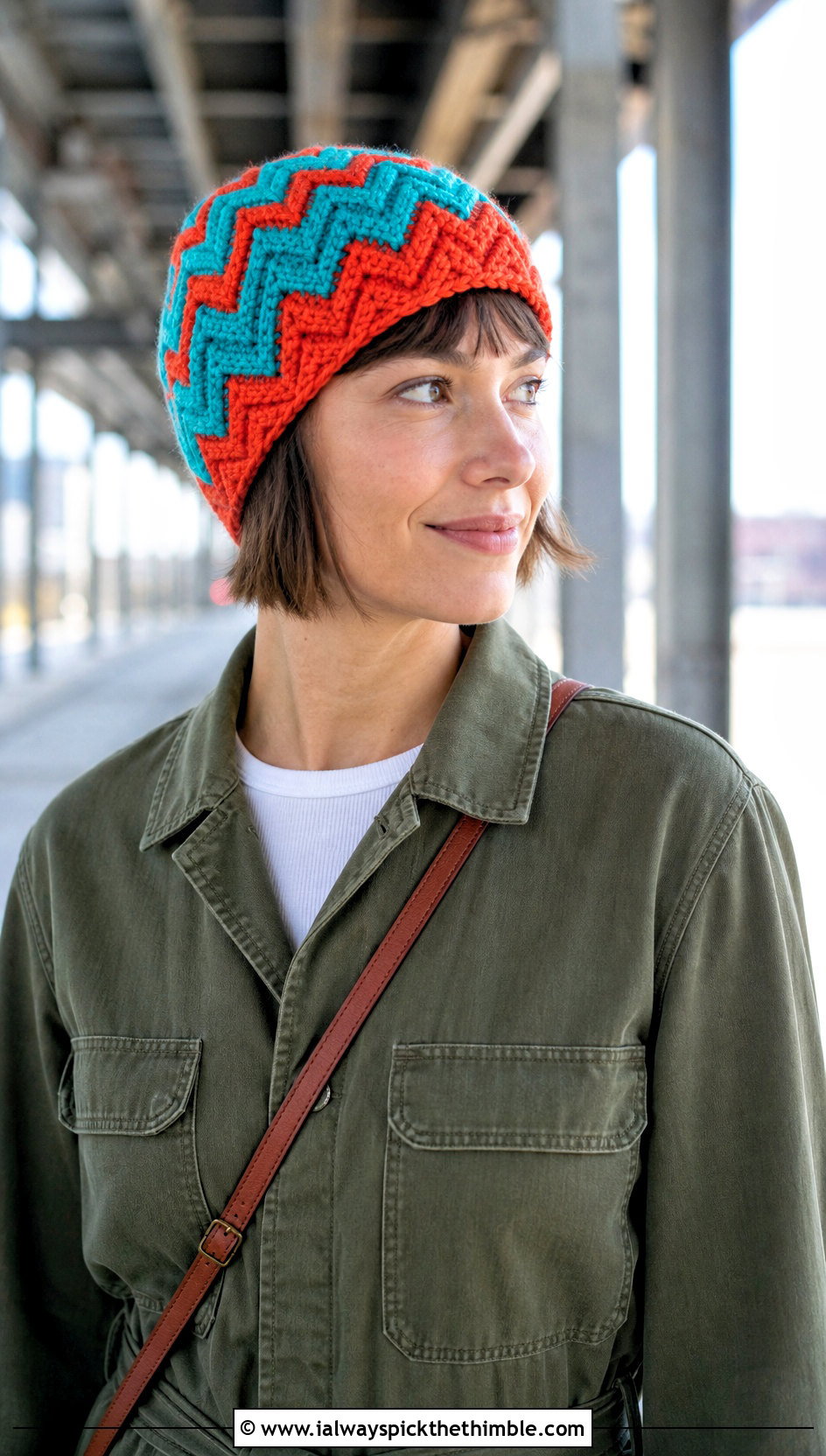 Reversible Chevron Crochet Beanie With Utility Jumpsuit - 15 Reversible Crochet Beanie outfit ideas