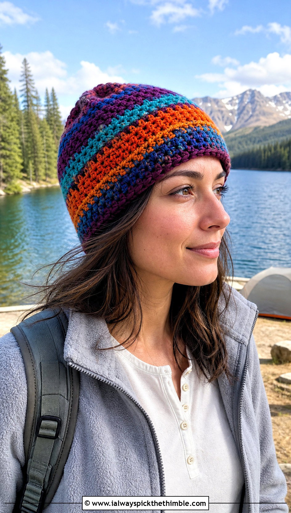 Reversible Crochet Beanie With Fleece Jacket - 20 lakeside crochet beanie outfit ideas