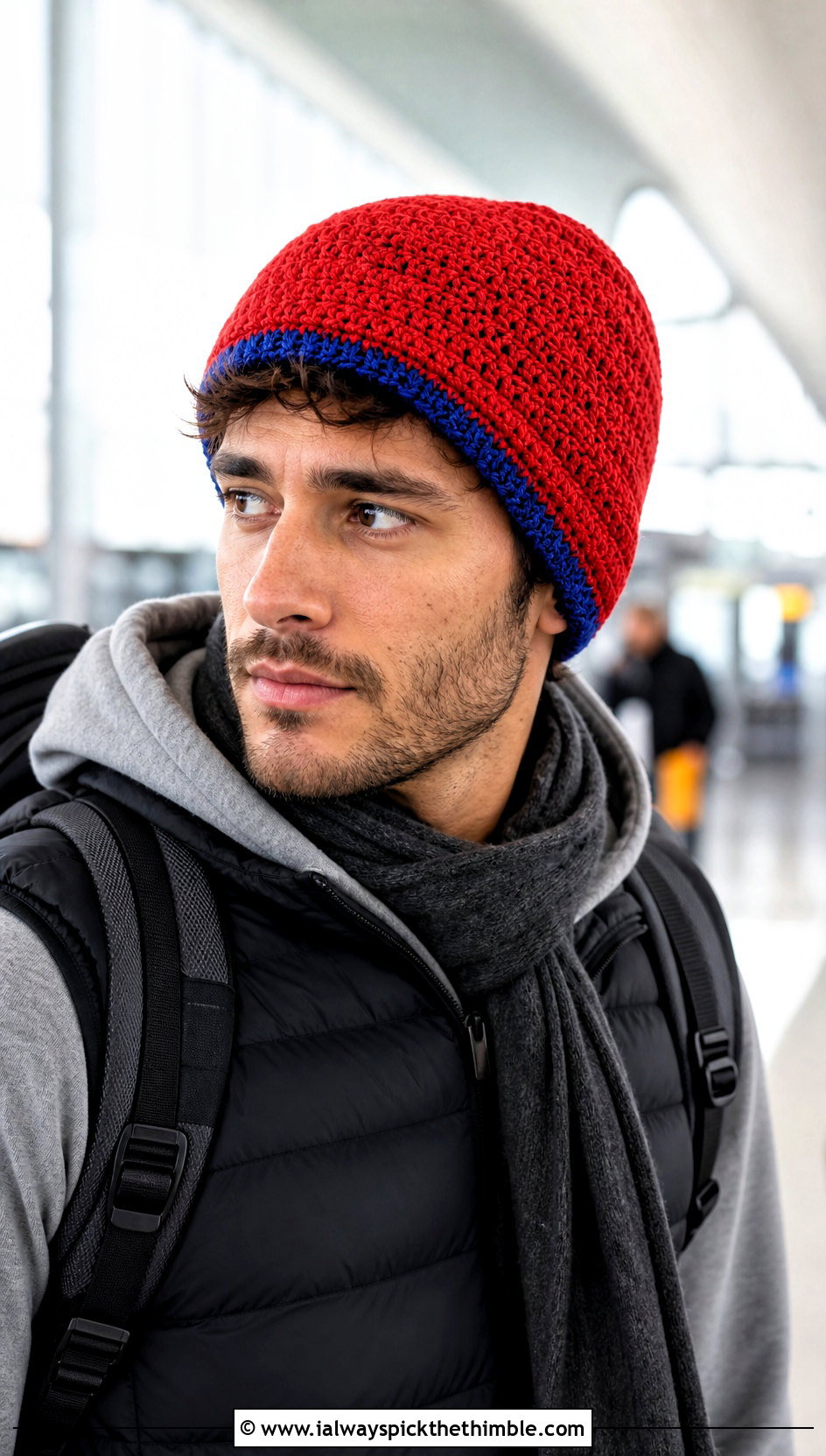 Reversible Crochet Beanie With Travel Outfit - 20 Crochet Mens Winter Hat outfit ideas