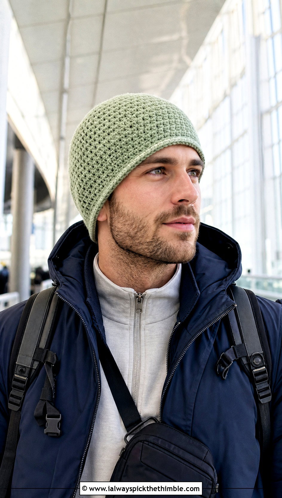 Reversible Crochet Beanie With Winter Travel Outfit - 20 mens winter crochet hats outfit ideas