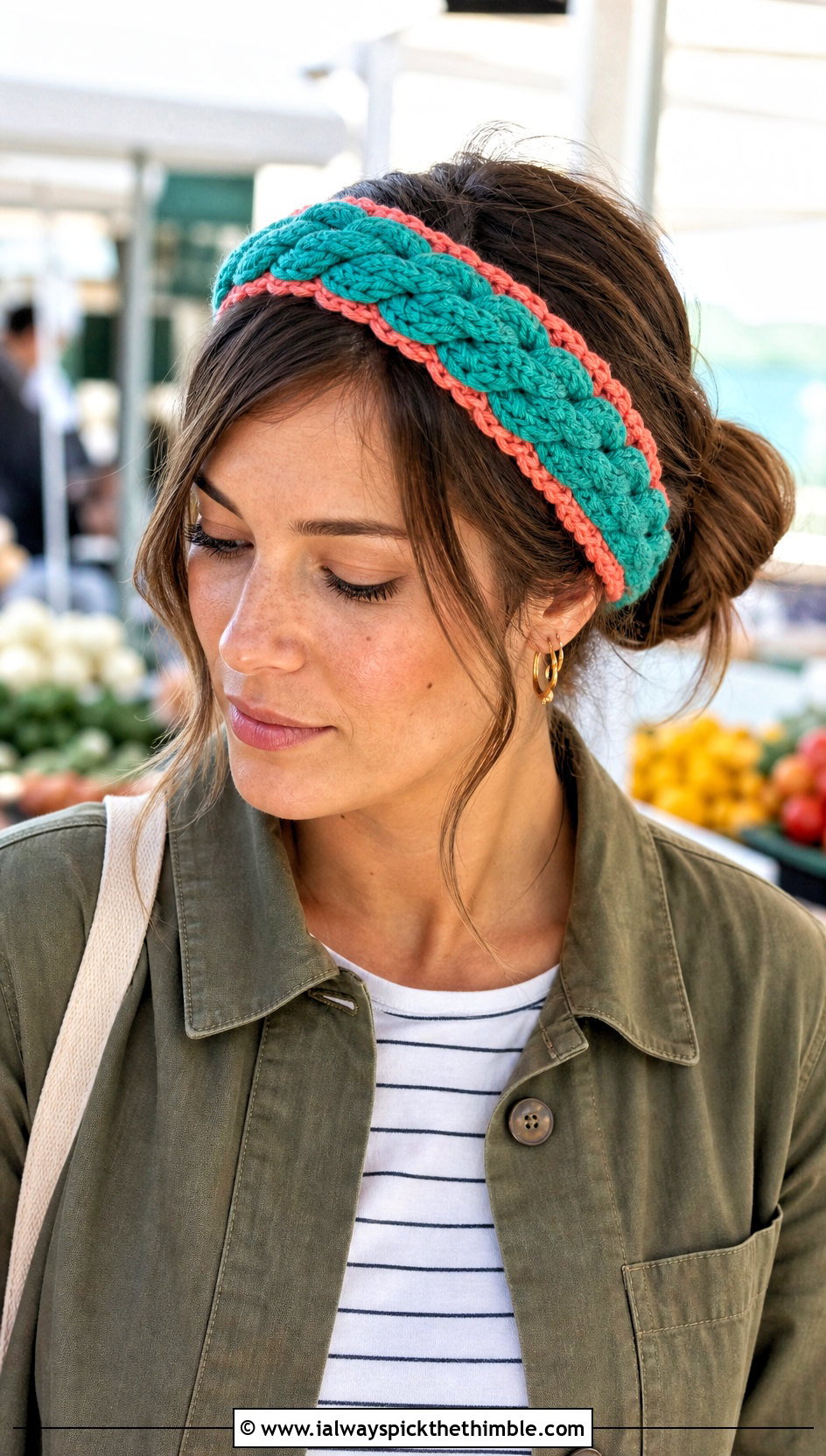 Reversible Crochet Braid Headband With Chore Jacket And Corduroy Pants - 20 crochet braid headband outfit ideas