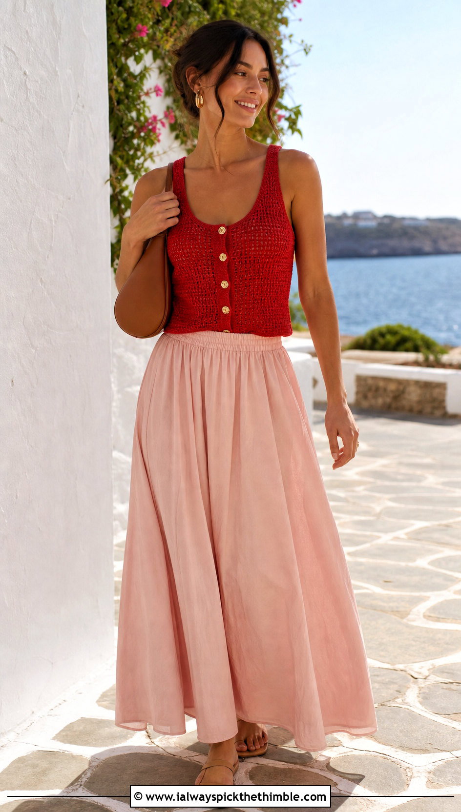Reversible Crochet Button Up Tank Top With Maxi Skirt - 15 Crochet Button Up Tank Top outfit ideas