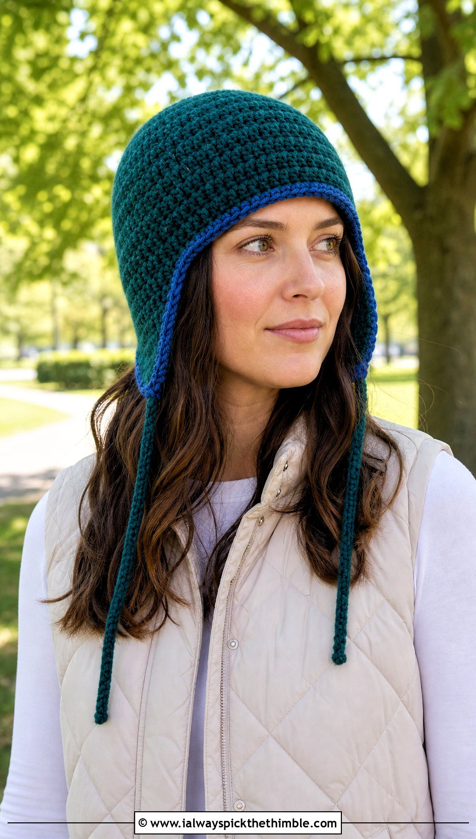 Reversible Crochet Earflap Hat With Quilted Vest - 20 crochet flap hat outfit ideas