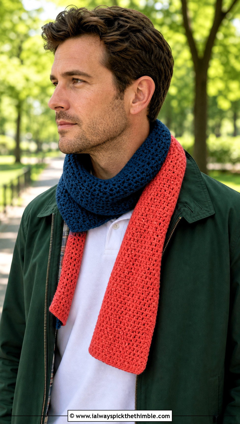 Reversible Crochet Scarf With Harrington Jacket - 20 crochet scarf ideas for men