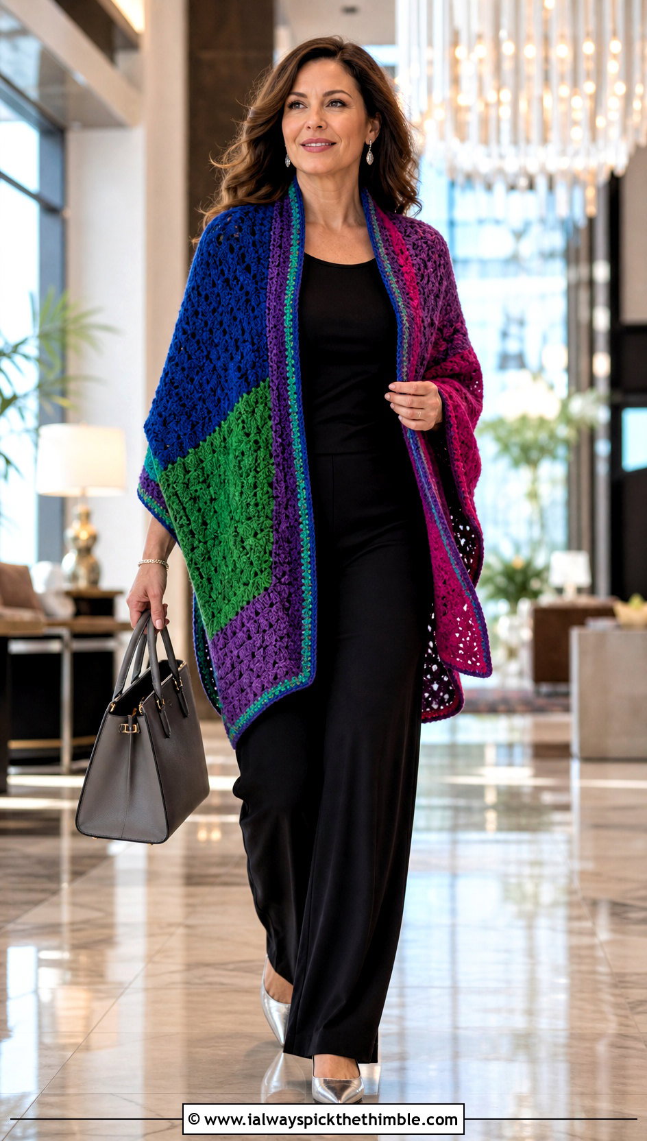 Reversible Crochet Shawl Sweater With Matching Separates - 20 crochet shawl sweater outfit ideas