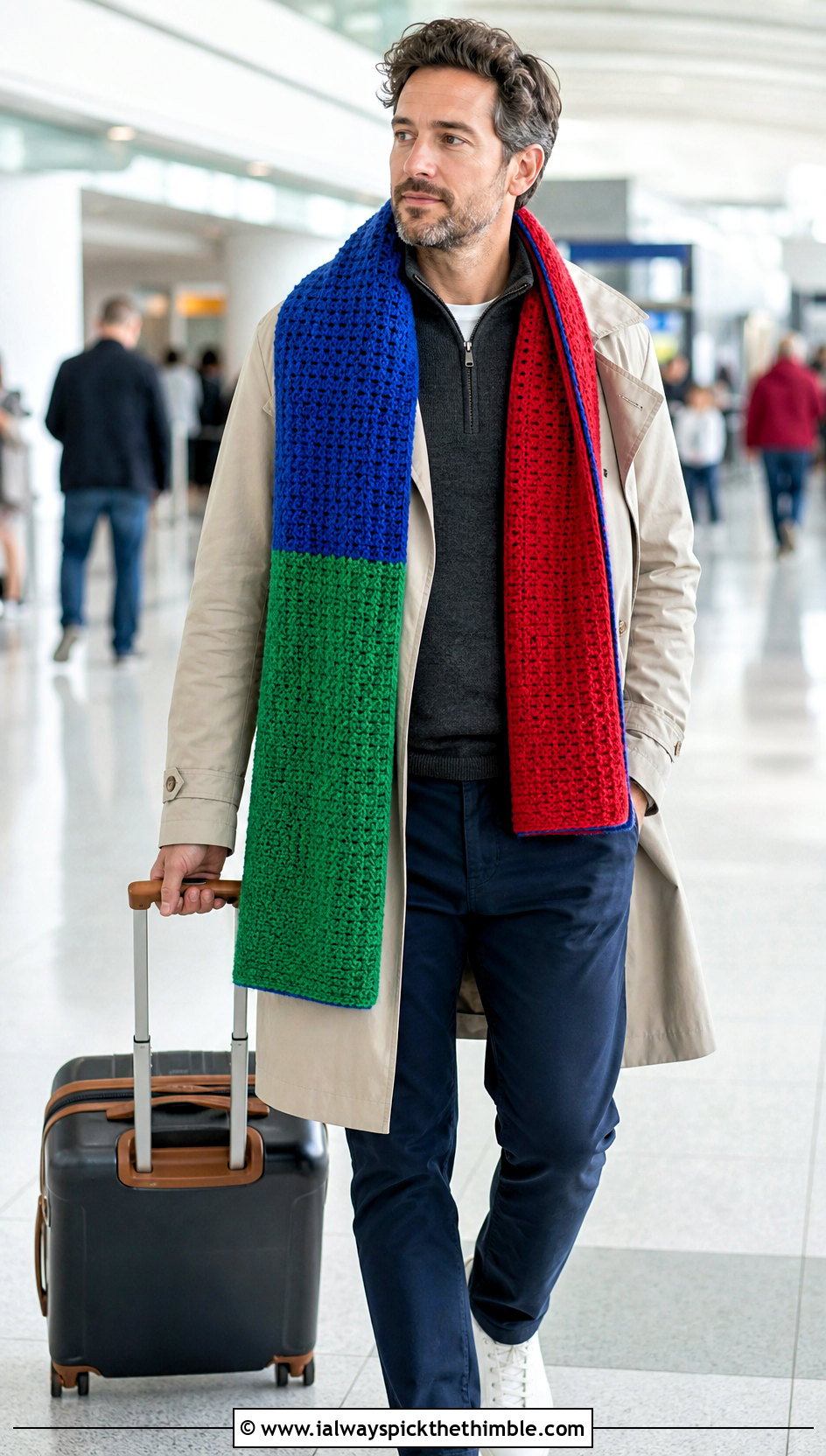 Reversible Crochet Shawl With Travel Outfit - 20 crochet shawl for men outfit ideas