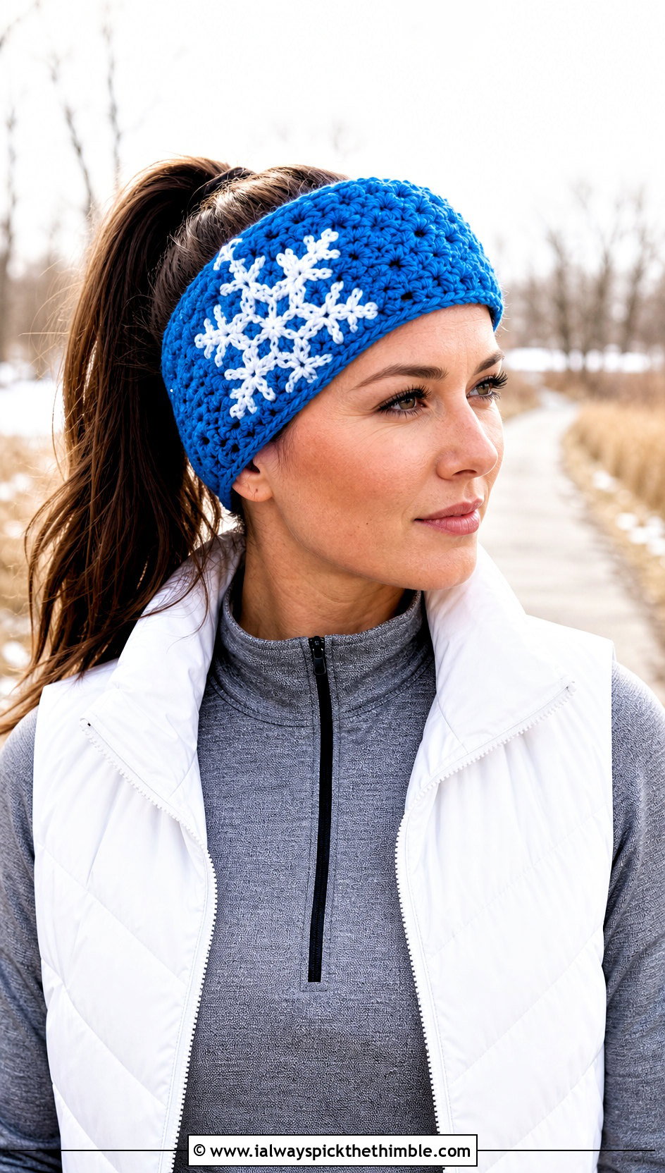 Reversible Crochet Snowflake Headband With Athleisure Set - 20 Crochet Snowflake Headband outfit ideas