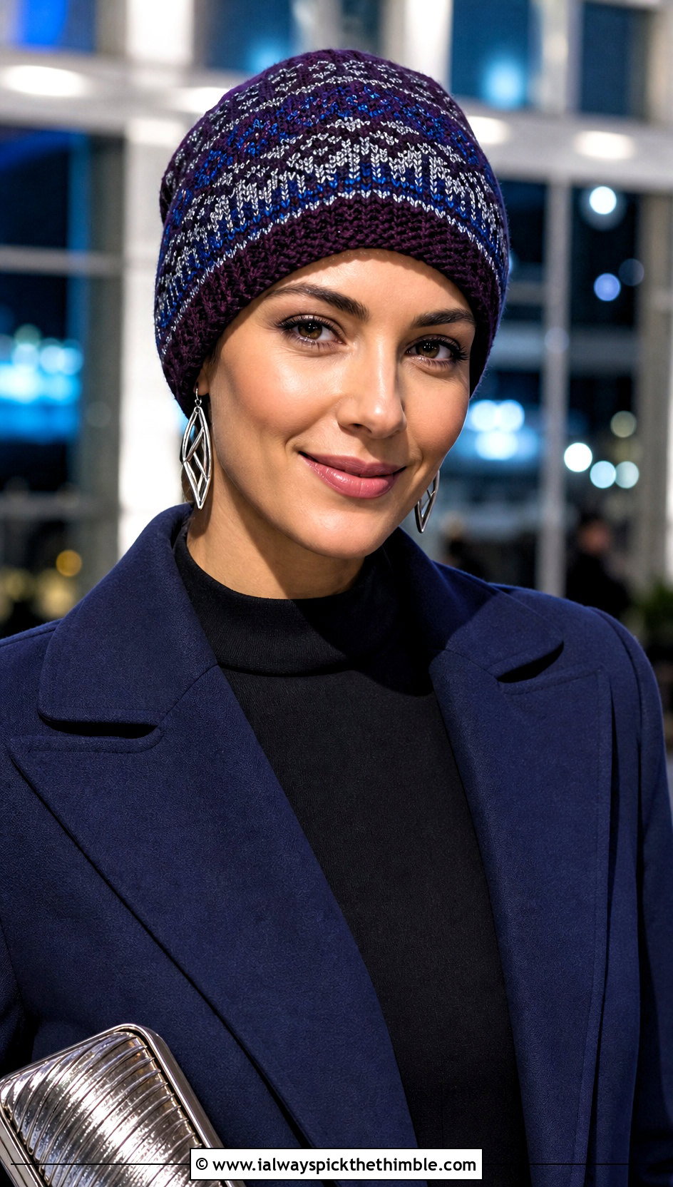 Reversible Fair Isle Crochet Beanie With Evening Separates - 15 Fair Isle Crochet Beanie outfit ideas