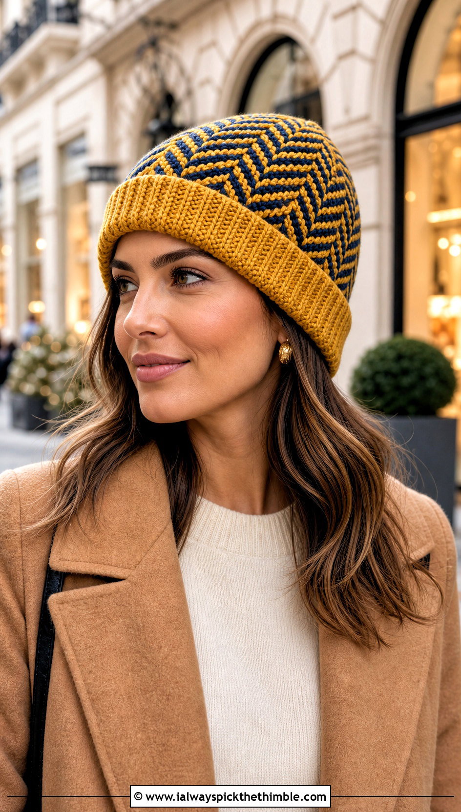 Reversible Herringbone Crochet Beanie With Wool Coat And Loafers - 15 Reversible Crochet Beanie outfit ideas