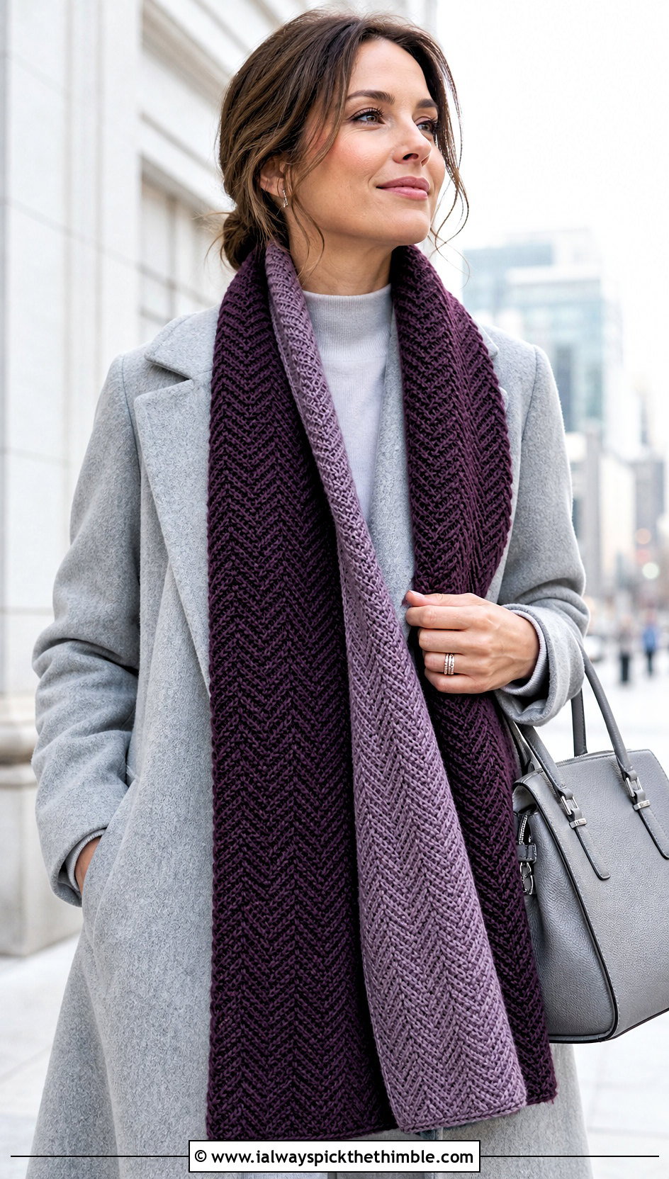 Reversible Herringbone Crochet Scarf With Monochrome Outfit - 15 Herringbone Crochet Scarf outfit ideas