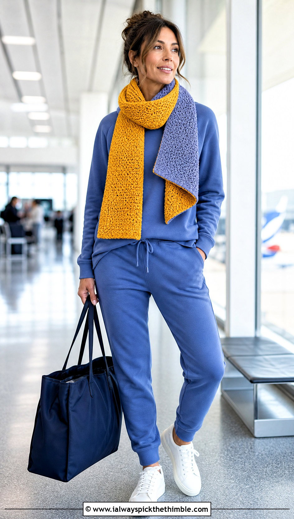 Reversible Moss Stitch Crochet Scarf With Matching Tracksuit - 20 Moss Stitch Crochet Scarf outfit ideas