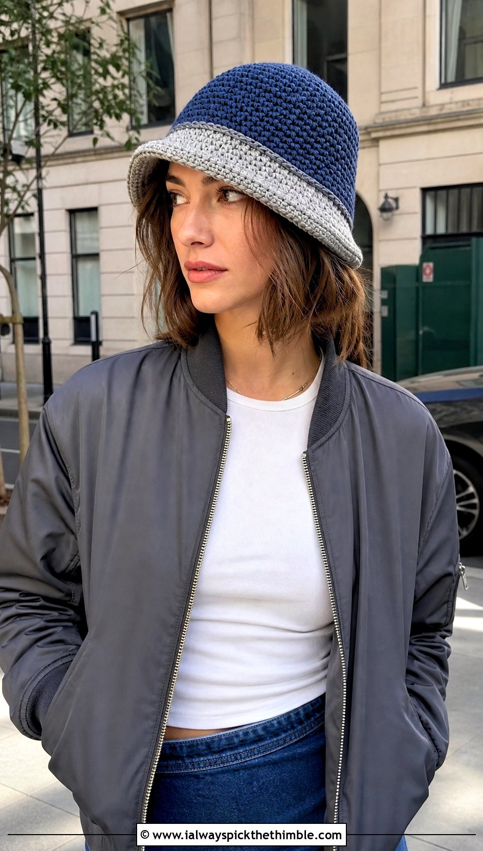 Reversible Mushroom Crochet Cap With Bomber Jacket - 20 Mushroom Crochet Cap outfit ideas