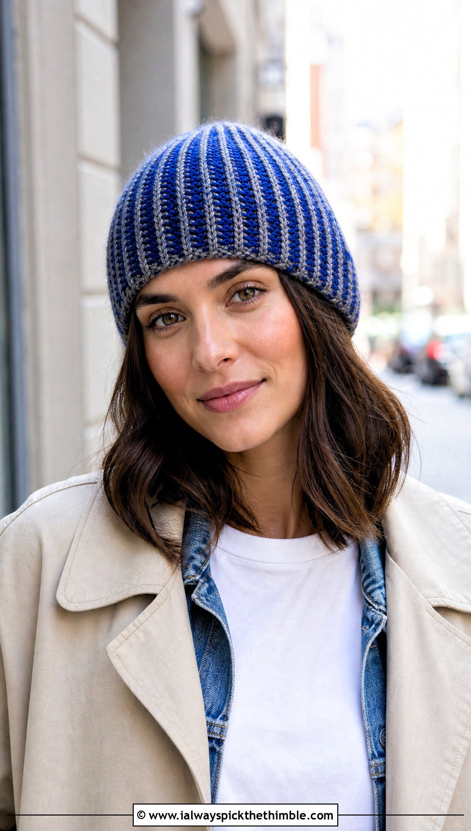 Reversible Ribbed Crochet Beanie With Trench Coat And Jeans - 15 Reversible Crochet Beanie outfit ideas