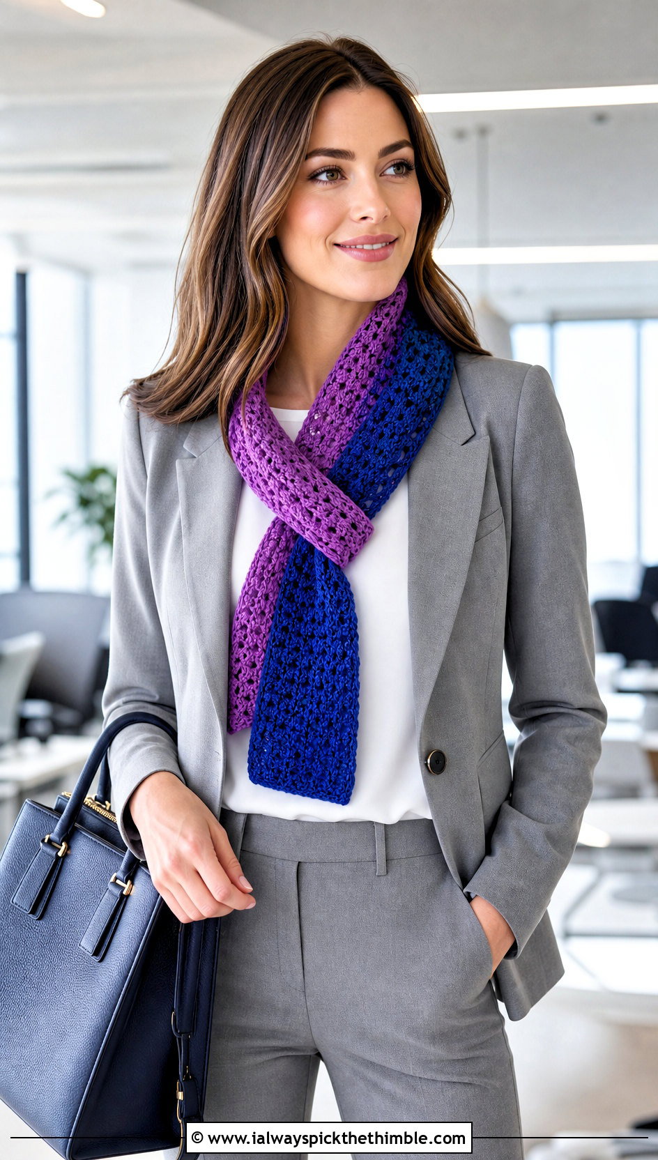 Reversible V Stitch Crochet Scarf With Matching Suit - 20 v stitch crochet scarf outfit ideas