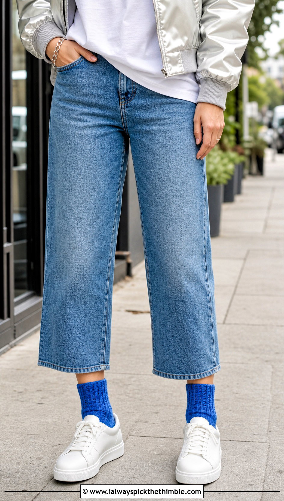 Ribbed Ankle Crochet Socks With Straight Leg Jeans - 25 crochet sock outfit ideas