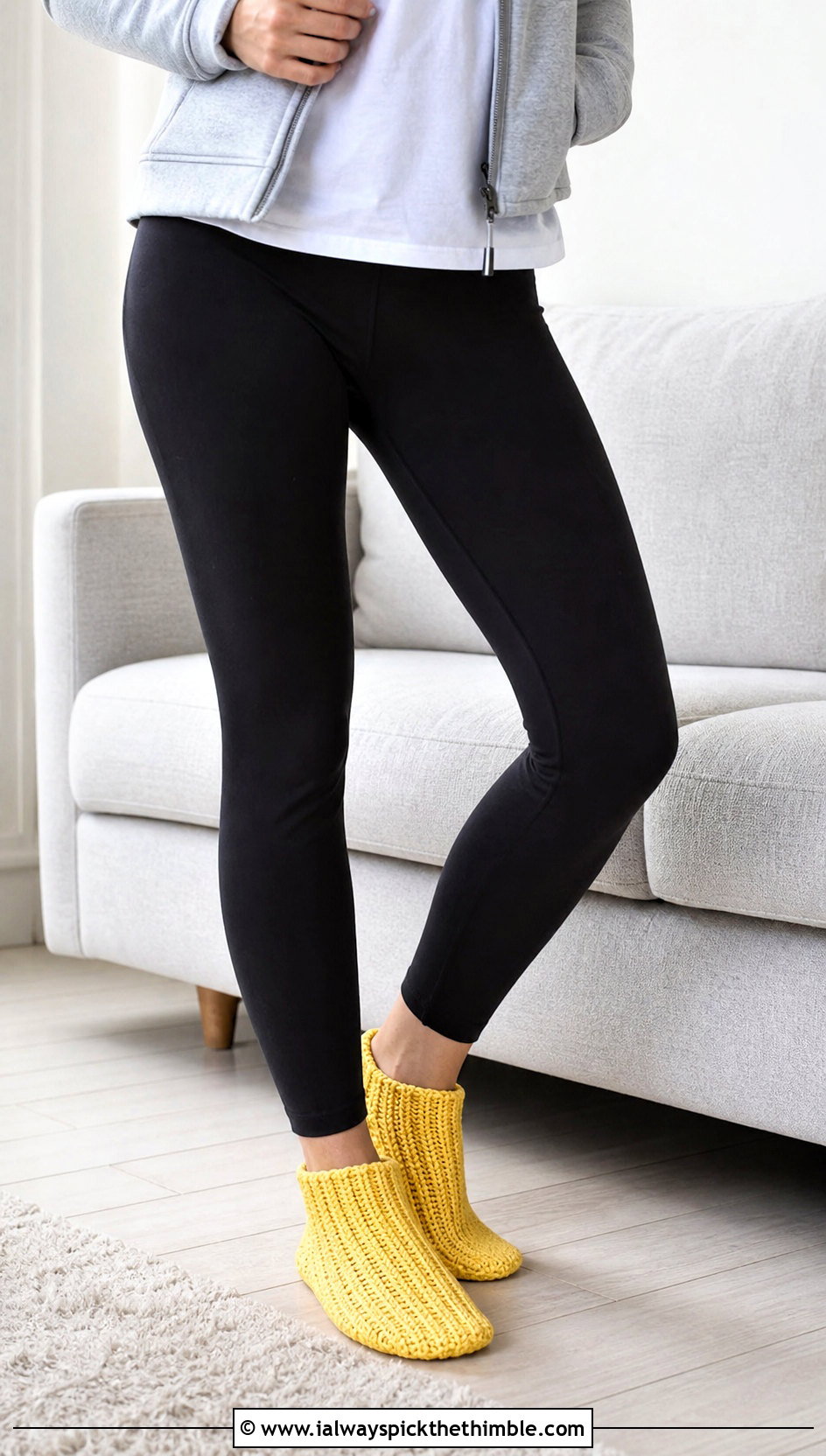 Ribbed Ankle Crocheted Slipper Socks With Leggings - 15 Crocheted Slipper Socks outfit ideas
