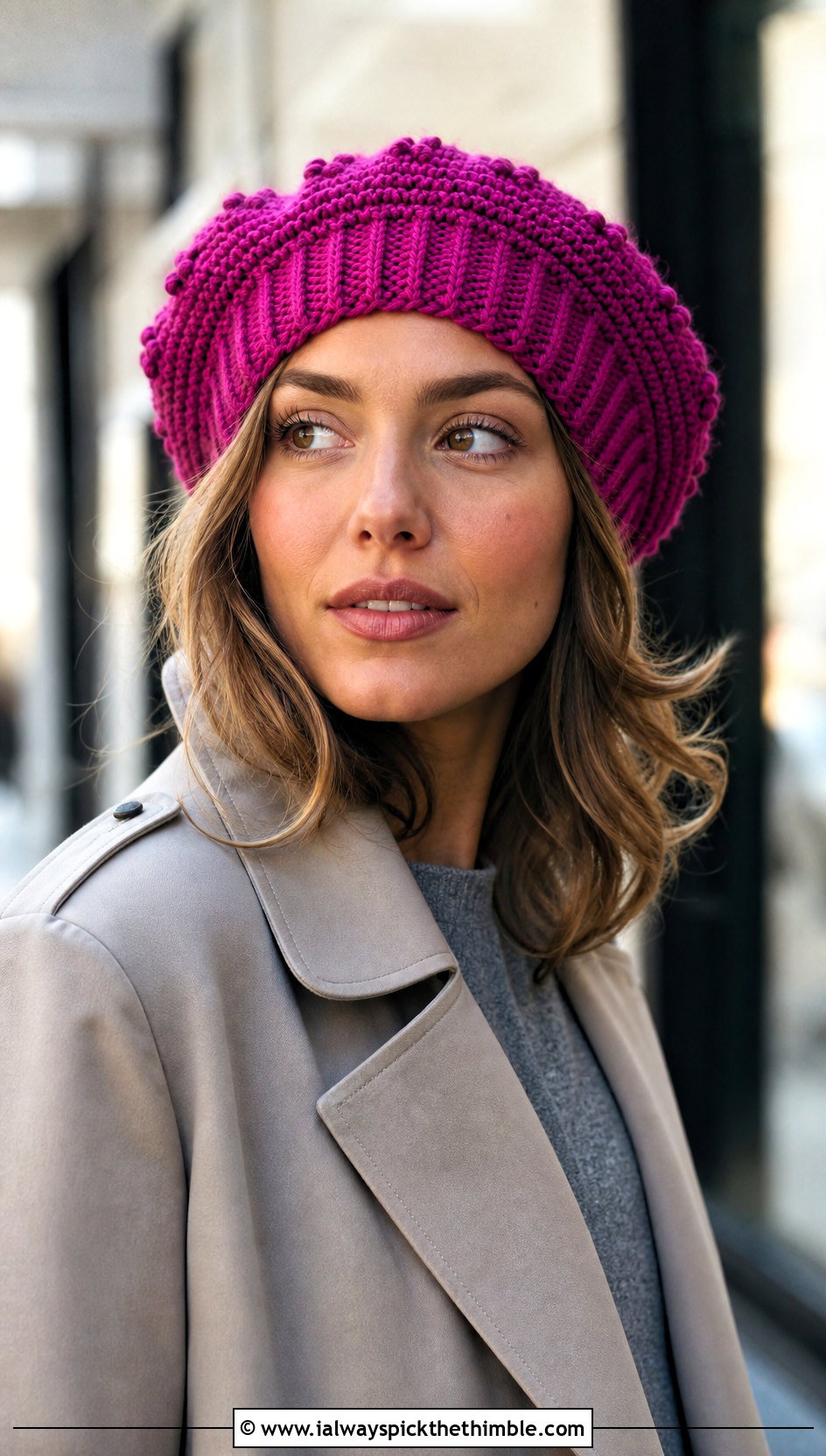 Ribbed Band Bert Crochet Hat With Trench Coat - 15 Bert Crochet Hat outfit ideas