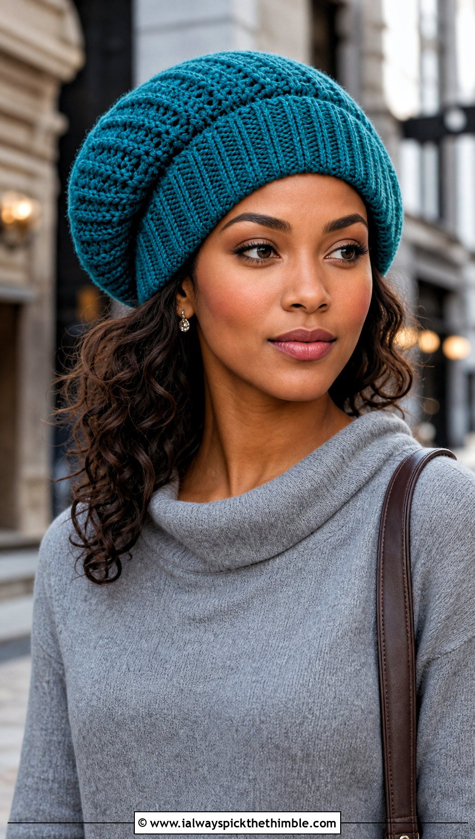 Ribbed Band Crochet Rasta Tam Hat With Sweater Dress - 20 crochet rasta tam hat outfit ideas