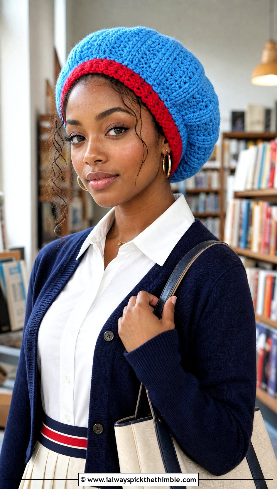 Ribbed Band Crochet Rasta Tam With Cardigan And Pleated Skirt - 15 Crochet Bob Marley Hat outfit ideas