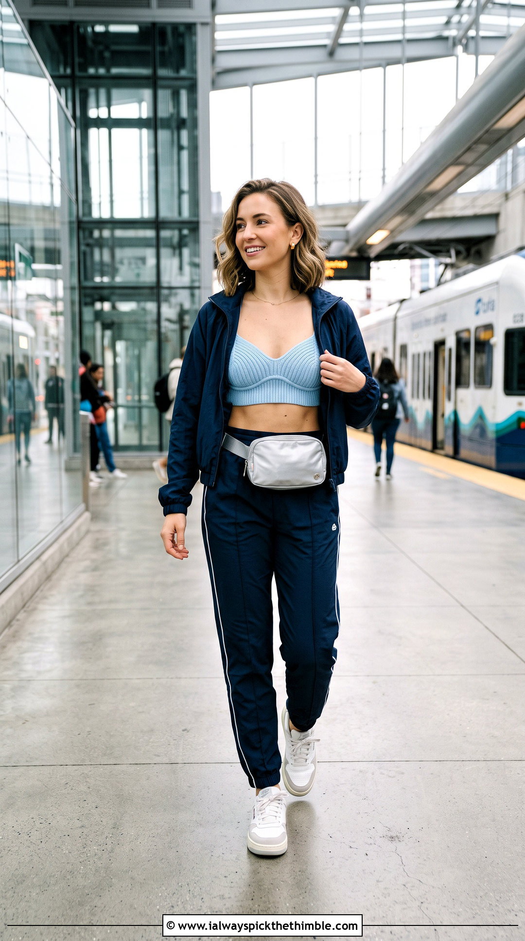 Ribbed Band Push Up Crochet Bra With Track Pants - 20 crochet push up bra outfit ideas
