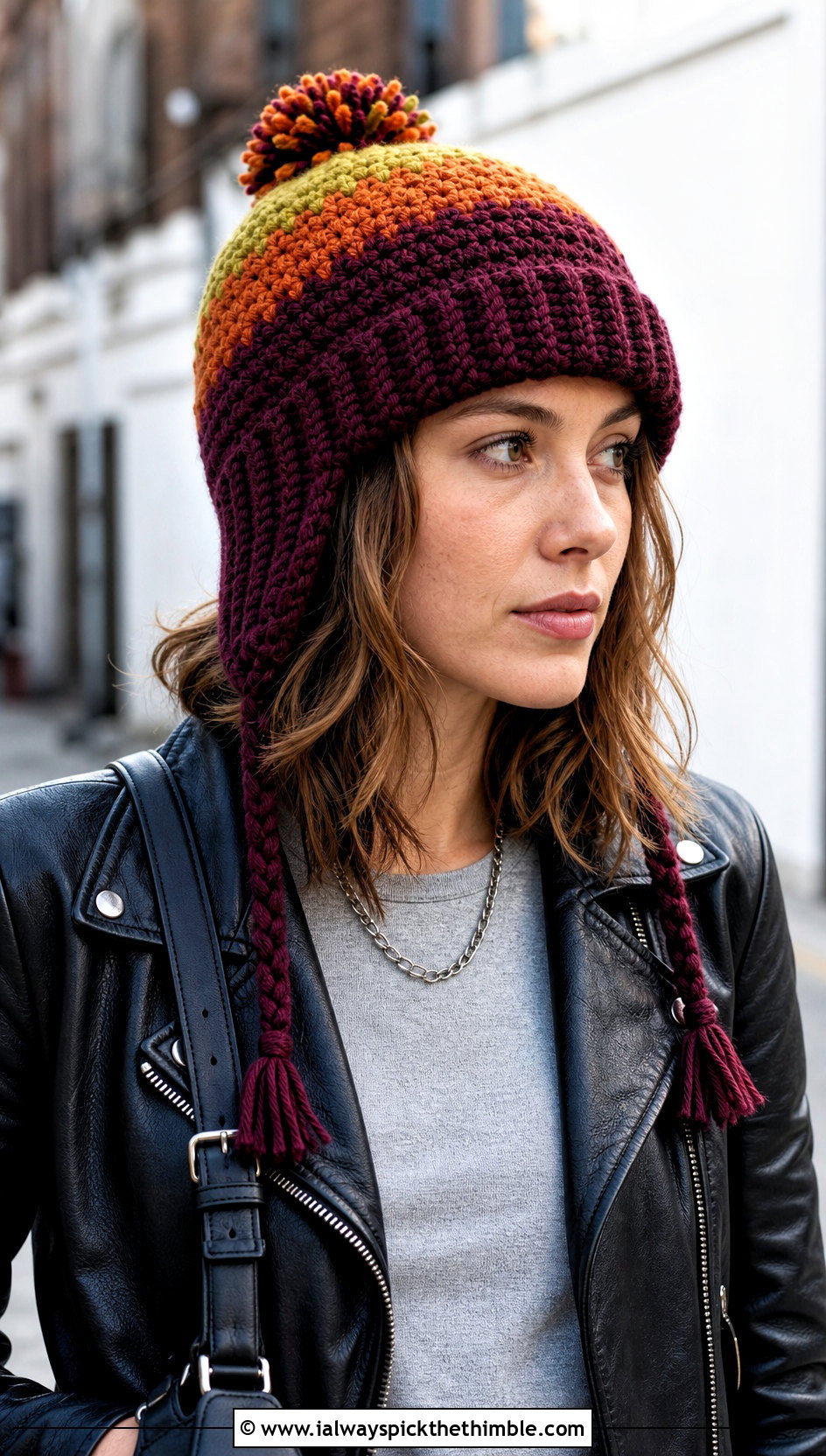 Ribbed Brim Crochet Firefly Jayne Hat With Leather Jacket - 15 Crochet Firefly Jayne Hat outfit ideas