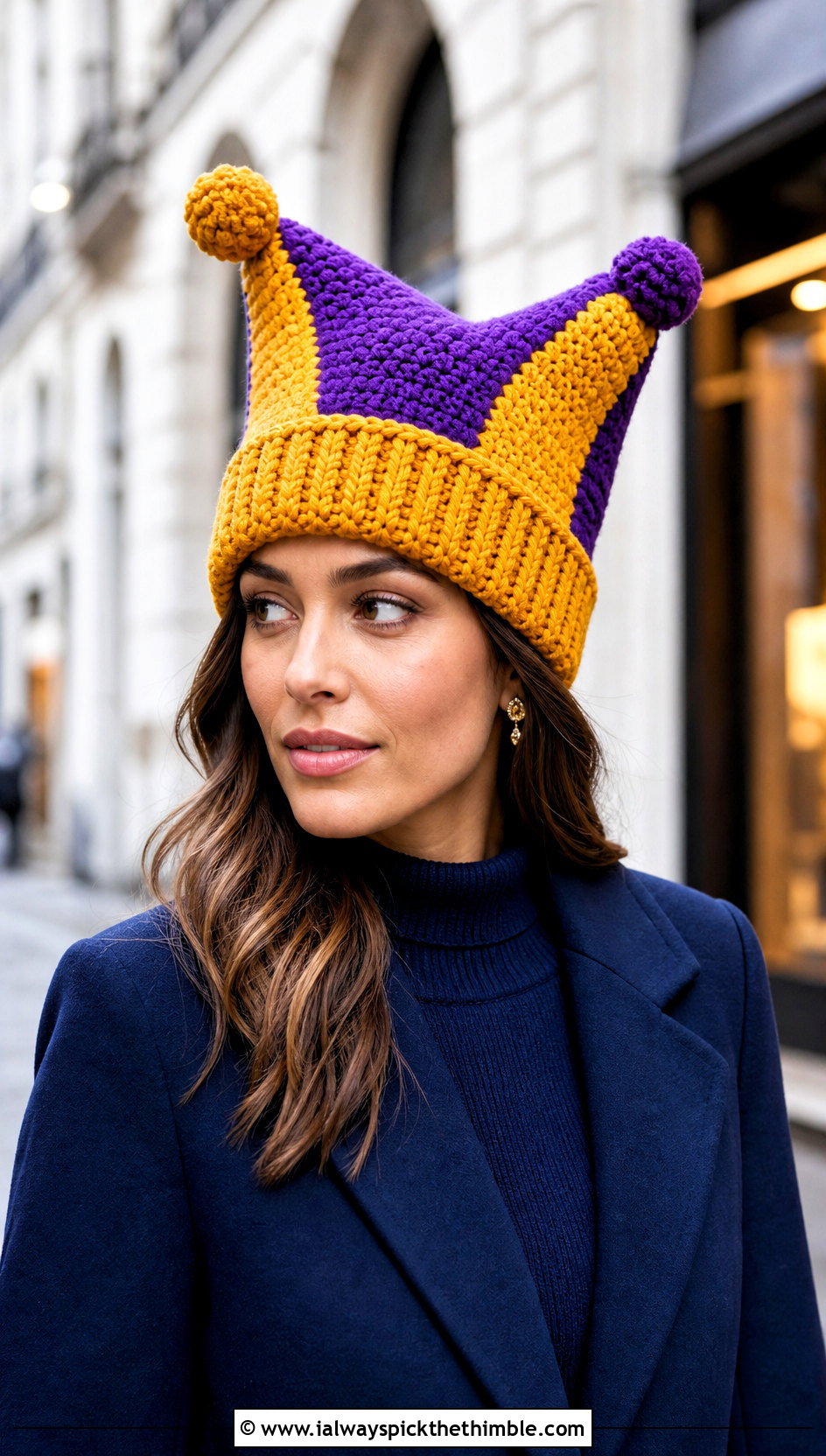 Ribbed Brim Crochet Pomni Hat With Sweater Dress - 25 Crochet Pomni Hat outfit ideas