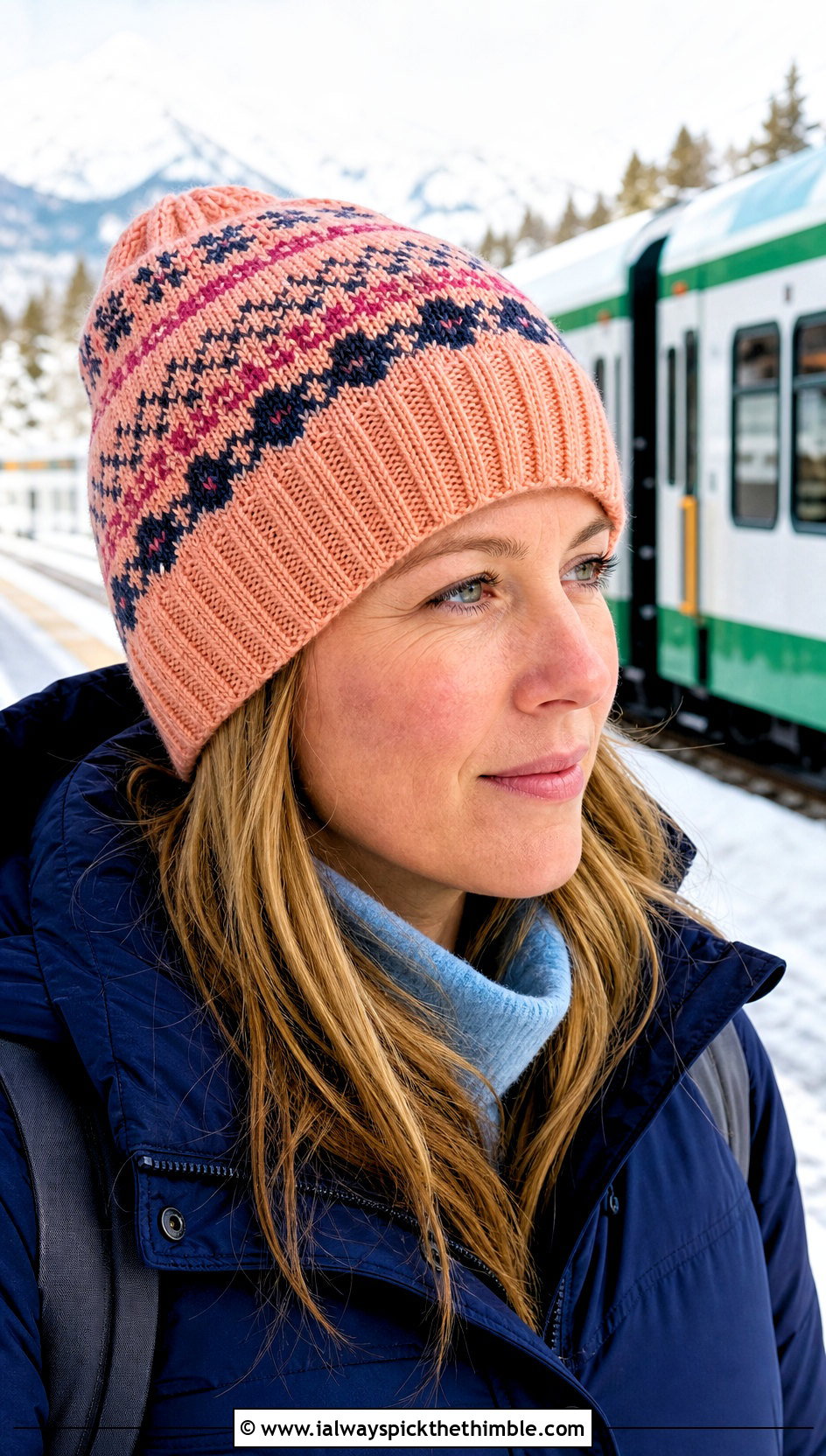 Ribbed Brim Fair Isle Crochet Toque With Parka - 20 fair isle crochet hat outfit ideas