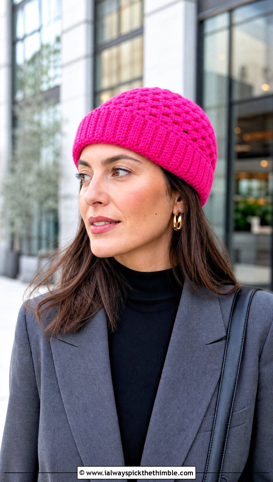Ribbed Brim Granny Stitch Hat With Trouser Suit - 20 granny stitch crochet hat outfit ideas