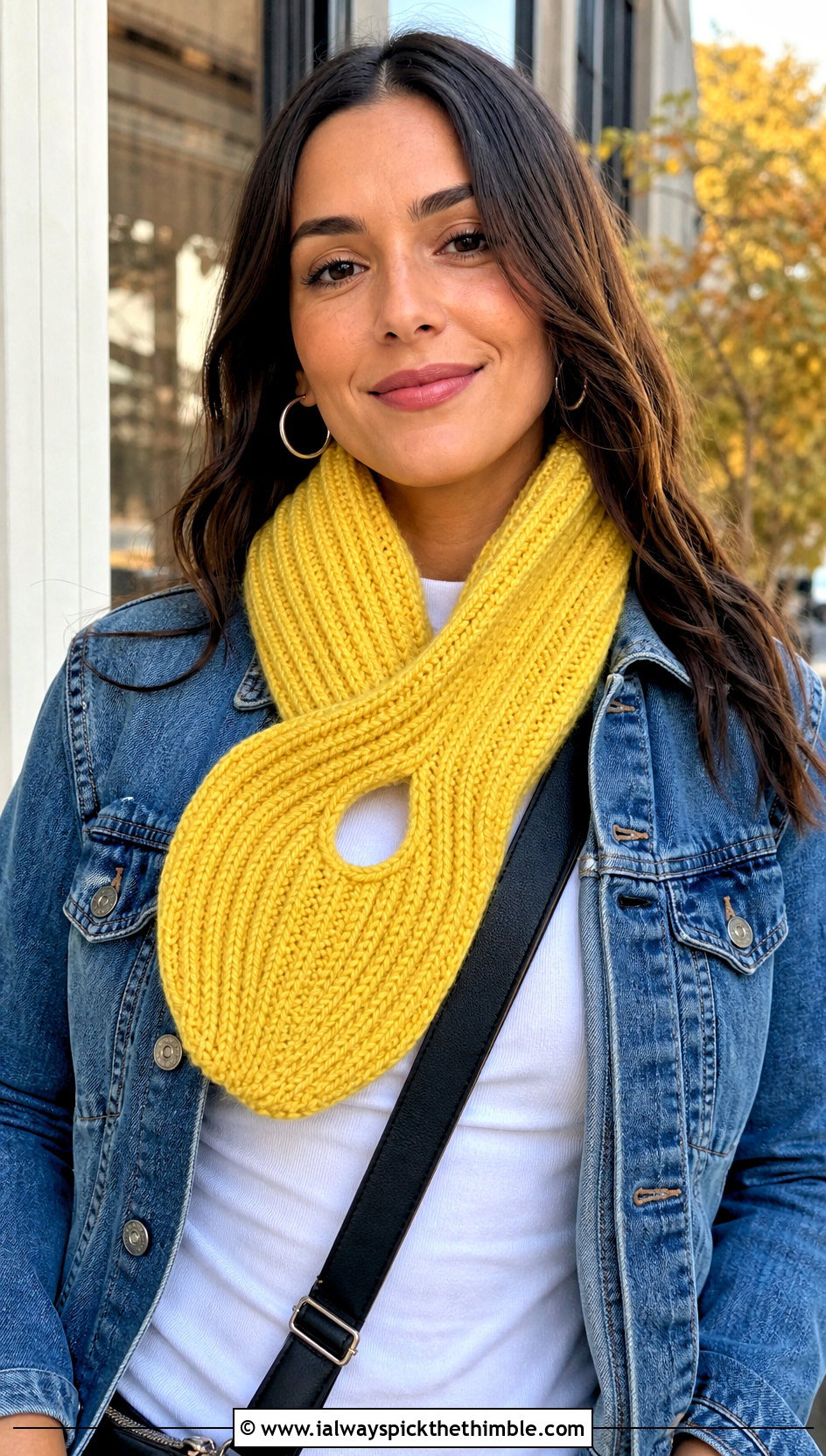 Ribbed Cari Keyhole Crochet Scarf With Denim Jacket - 15 Cari Keyhole Crochet Scarf outfit ideas